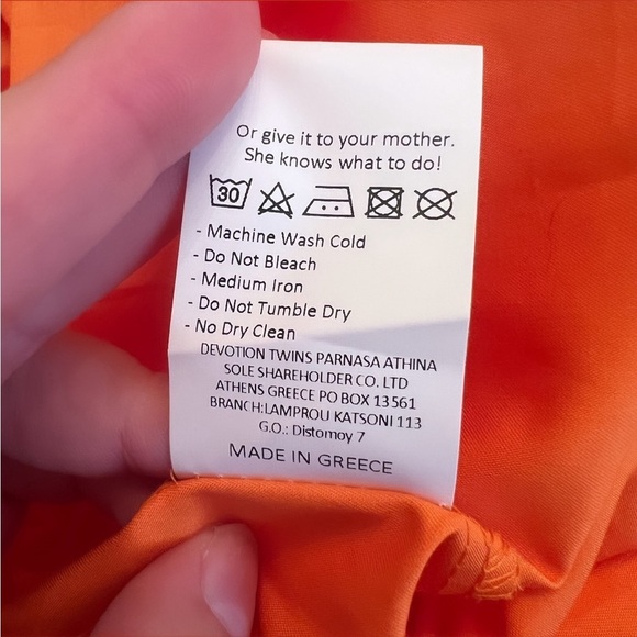 DEVOTION TWINS Bright Orange Cotton Poplin Sleeveless High-Lo Midi Dress OSFM - Picture 15 of 15